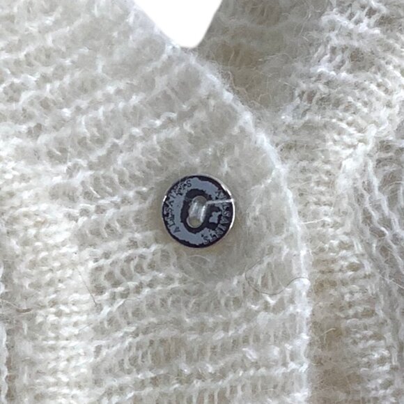 ALLSAINTS Cole Wool and Alpaca Cropped Cardigan Sweater XS Open Knit Chalk White - Picture 10 of 12